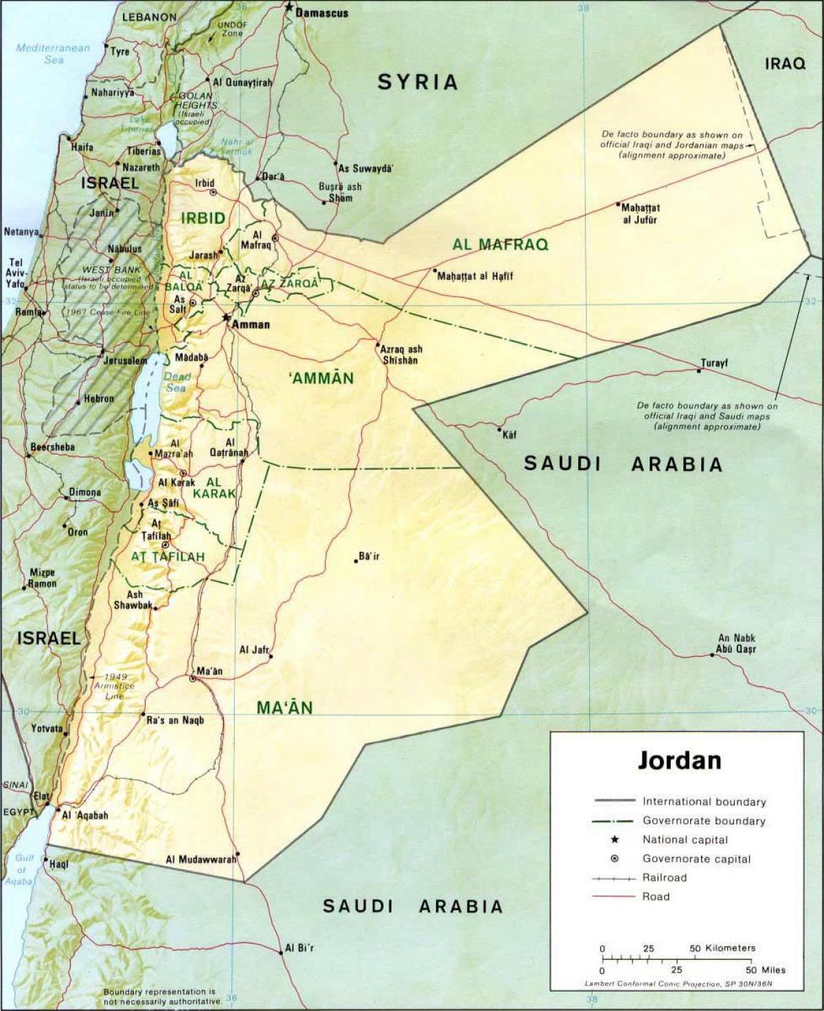 gedetailleerde kaart van die Jordaan