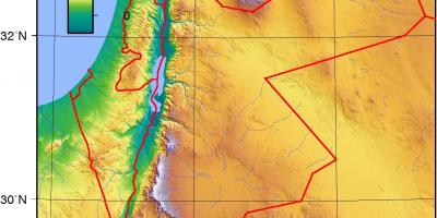Kaart van die Jordaan topografiese